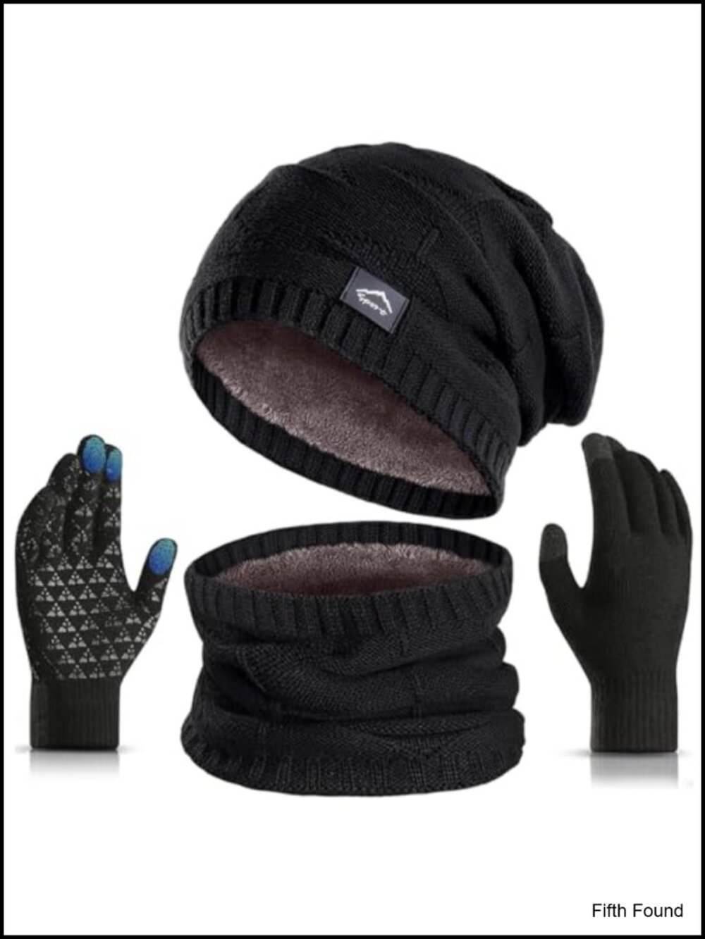 Unisex Winter Beanie Scarf Touchscreen Glove Set - Acrylic, Fleece Lined,